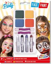 Schmink set Grafix - Schmink kinderen | 4x schmink voor het gezicht - 4x schminkstiften - 2x aanbreng staafjes - Halloween