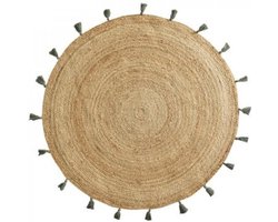 Rond Jute Vloerkleed – Kaki/Naturel – Ø120 cm – Bohemian