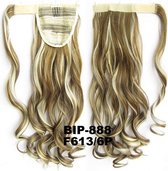 Wrap Around paardenstaart, ponytail hairextensions wavy blond / bruin - F613/6P