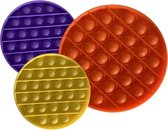 Pop it Fidget Toy Bubble - Rond - 3 stuks: Paars, Geel & Oranje