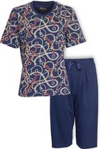 Medaillon Dames Pyjama Drie Kwart Broek Blauw MEPYD1002A - Maten: XL