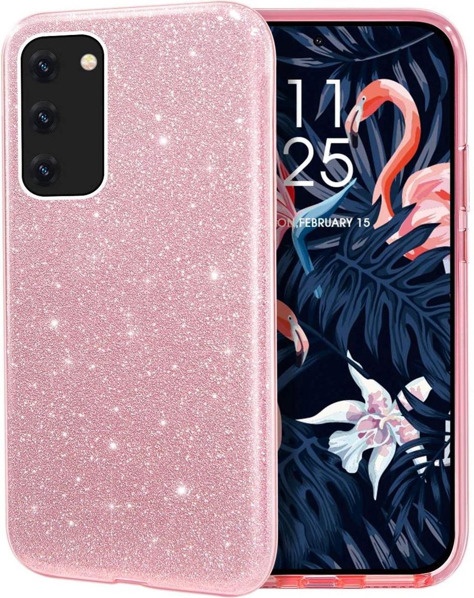HB Hoesje Geschikt voor Samsung Galaxy A42 5G - Roze - Glitter Back Cover
