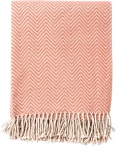 Dutch Decor - EVONY - Plaid 140 x180 cm - deken met zigzag patroon en franjes - Muted Clay - roze