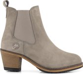 Travelin' Pau Nubuck - Leren dames enkellaars met hak - Chelsea boot - Grijs leer - Maat 38