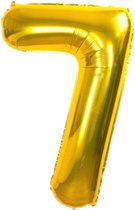 Helium Ballon Cijfer 7 - Folieballon - Goud - Gold - 32inch - 81cm - Feestartikel - Ballon - Party