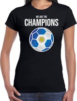 Uruguay WK supporter t-shirt we are the champions met Uruguayaanse voetbal zwart dames XL
