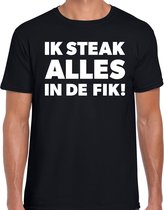 Steak alles in de fik bbq / barbecue t-shirt zwart - cadeau shirt voor heren - verjaardag/Vaderdag kado 2XL