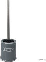 Toiletborstel - Grijs - Porselein - 35x10cm - 'Brush' - Met Houder