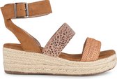 POSH by Poelman LONA Dames Sandalen/Espadrilles - Cognac met dierenprint - Maat 37