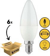 Proventa Longlife LED lamp met kleine E14 fitting - Kaars - 4000k koud wit - 6 x LED kaarslamp
