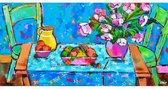 Diamond Painting Set Volwassenen - 80 x 40 cm - Bloemen - Aan de Tafel - Vierkante Steentjes - Volledig Pakket