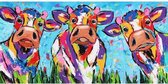 Set de Peinture de diamants Adultes - 80 x 40 cm - Animaux - Vaches curieuses - Pierres carrées - Emballage complet