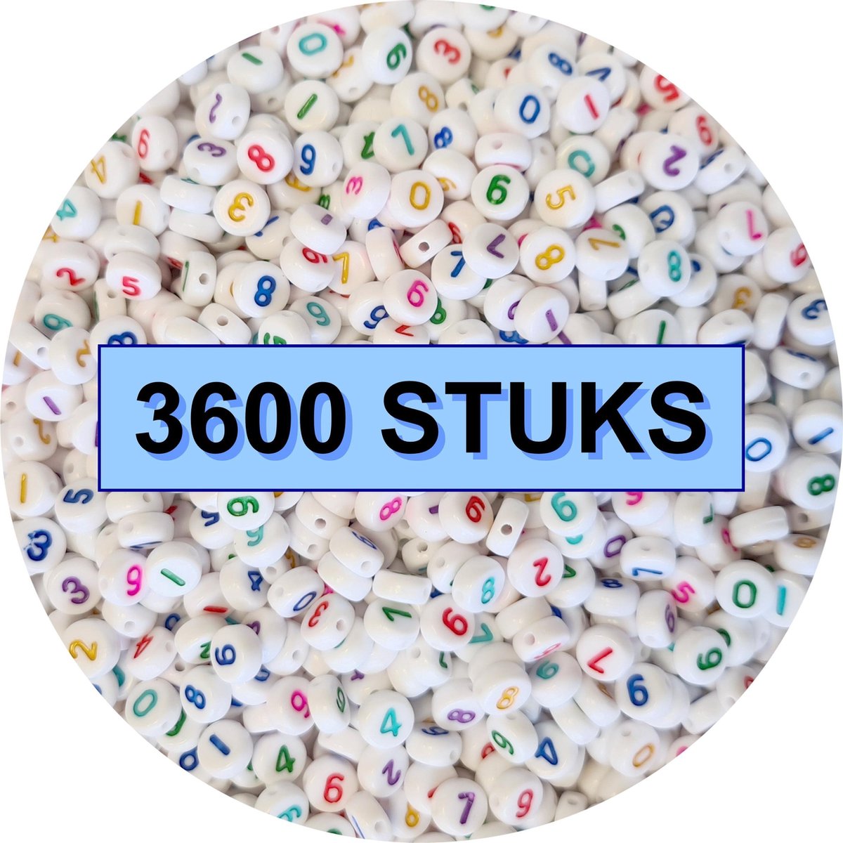 Fako Bijoux® - Cijferkralen Rond Bulk - Number Beads - Acryl Kralen - Sieraden Maken - 3600 Stuks - Regenboog