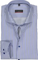 Eterna Modern Fit overhemd - blauw met wit gestreept - Strijkvrij - Boordmaat: 46