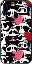 ADEL Siliconen Back Cover Softcase Hoesje voor Samsung Galaxy A20s - Panda Hartjes