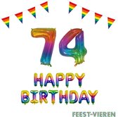 74 jaar Verjaardag Versiering Pakket Regenboog