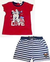 Disney Minnie Mouse set - broekje + shirt - LOVE - rood/blauw - maat 80 (18 maanden)