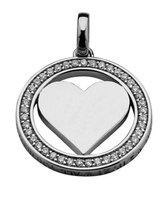 ZINZI zilveren hart hanger 25mm wit LOVEH01