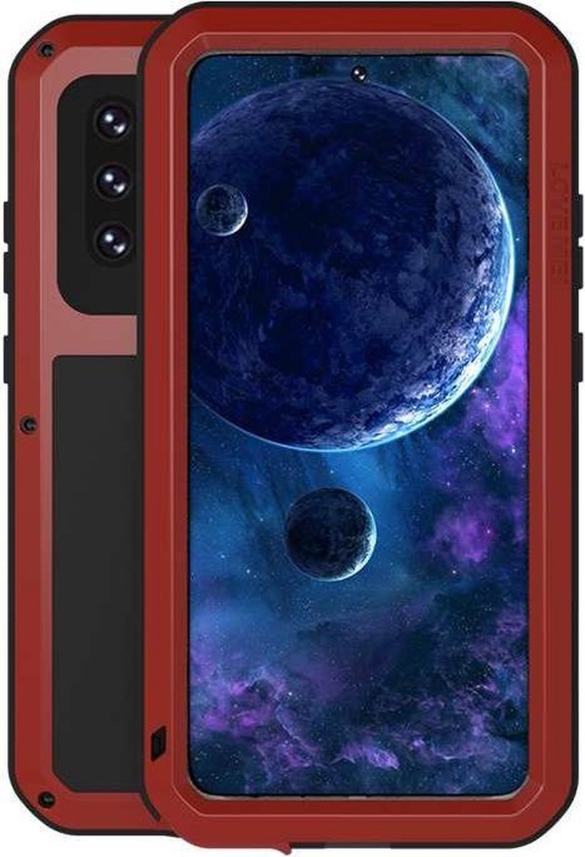 Samsung Galaxy A52 / A52s hoes, Love Mei, Metalen extreme protection case, Rood - GSM Hoesje / Telefoonhoesje Geschikt Voor: Samsung Galaxy A52; Samsung Galaxy A52 5G; Samsung Galaxy A52s