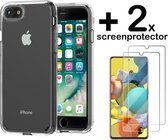 iPhone SE 2020 - iPhone SE 2022 Hoesje Cover Hybride Transparant Siliconen TPU Case + 2 x Screenprotector