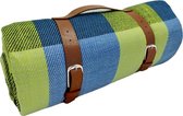 Adorzy XXL Picknickkleed – 200 x 200 cm – Waterdicht – Blauw/Groen - Plaid – Buitenkleed – Picknickdeken – Stranddeken – Camping Kleed