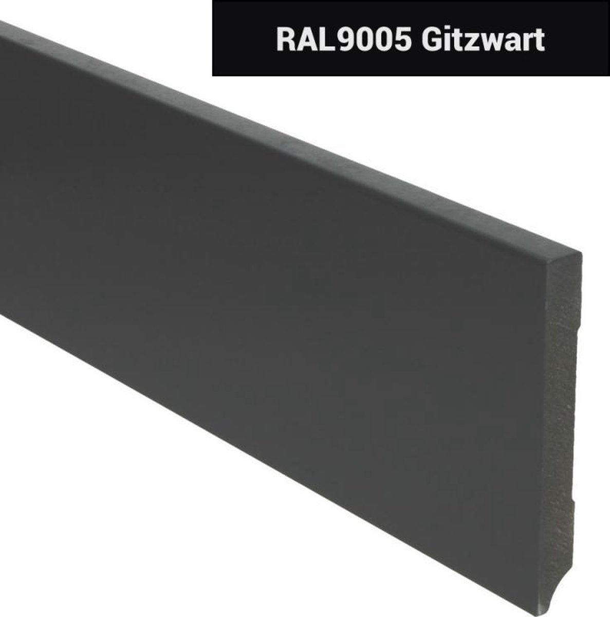 Hoge plinten - MDF - Moderne plint 120x15 mm - Zwart - Voorgelakt - RAL 9005 - Per 5 stuks 2,4m