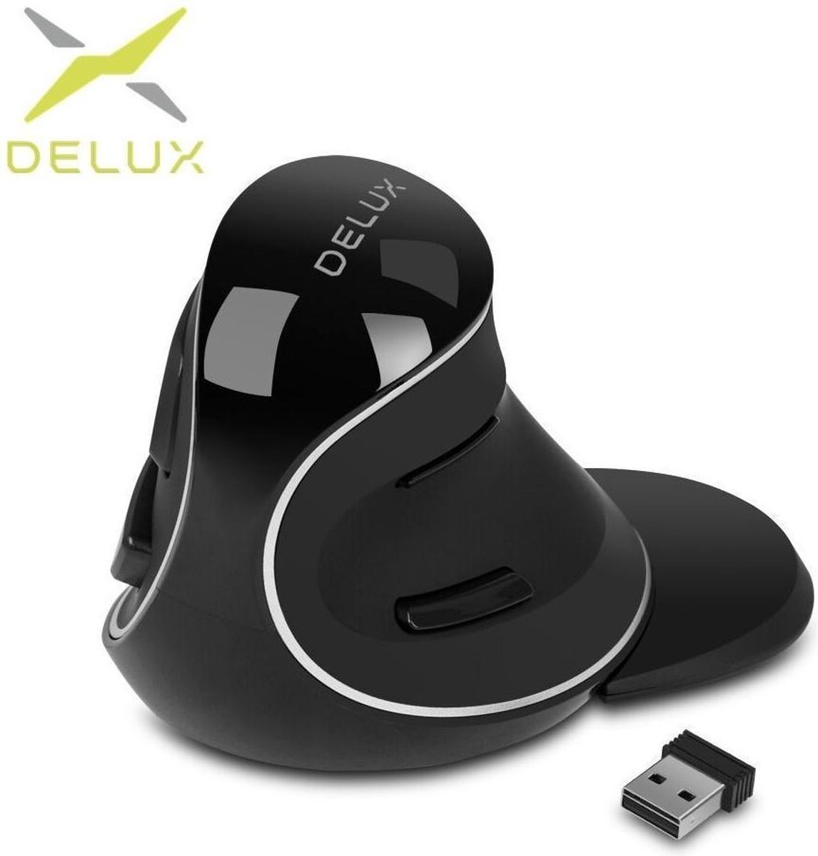 Delux M618 Plus Verticale Ergonomische Muis met Polssteun (2.4G-Draadloos)