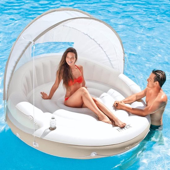 Gutos Intex Canopy Island - Oplaasbaar luchtbed zwembad - Met bekerhouders  - Lounge... | bol.com