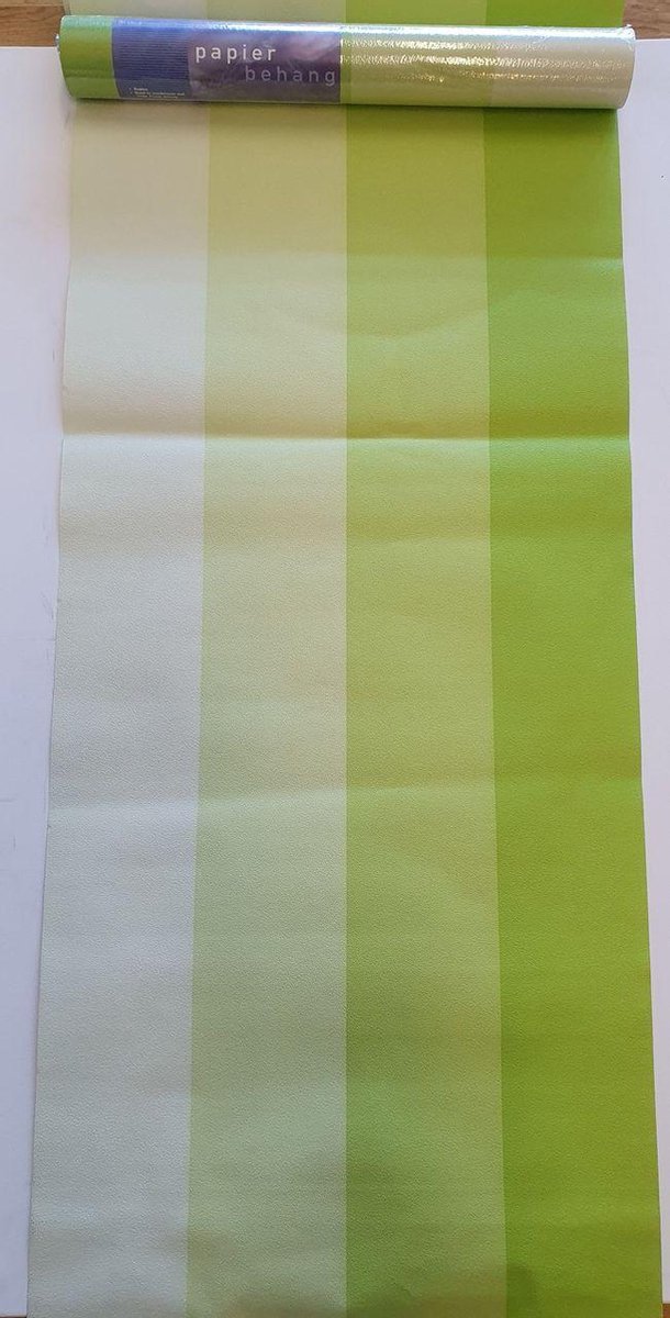 Papier behang - groen(tinten) - dik gestreept