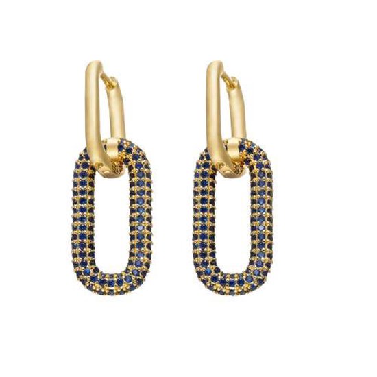 Jobo By JET - Sparkle earrings - Gouden met blauwe oorbellen - 1 set oorbellen - Goud met blauwe diamantjes