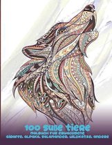 100 susse Tiere - Malbuch fur Erwachsene - Giraffe, Alpaka, Salamander, Wildkatze, andere