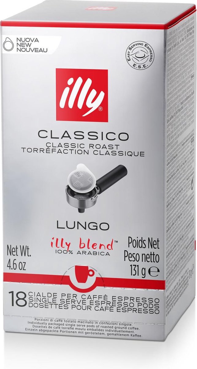 Café Illy Torréfié CLASSICO en dosettes E.S.E. - 1 boîte de 18 dosettes
