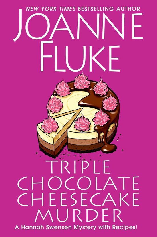 Livre "Triple Chocolate Cheesecake Murder" par Joanne Fluke, avec une image d'un gâteau au fromage au chocolat garni de roses.