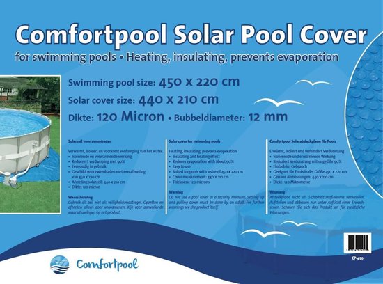 Comfortpool Solar afdekzeil - Geschikt voor zwembaden van 450x220cm - Blauw  | bol.com
