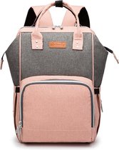 Luier- en Verzorgingstas multifunctionele Baby Rug Tas  / Backpack - roze / grijs