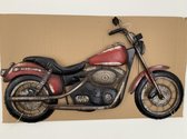 Metalen wandbord Motor Rood 3D Harley-Davidson look groot 96 x 55 x 10cm