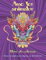 Amo los animales - Libro de colorear - Disenos de animales para la relajacion con alivio del estres