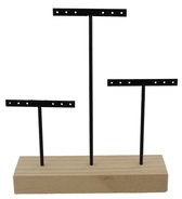 Sieradenhouder - Display voor Sieraden - Oorbellenrek - Hout en Metaal - 22x18x5 cm - Bruin en Zwart