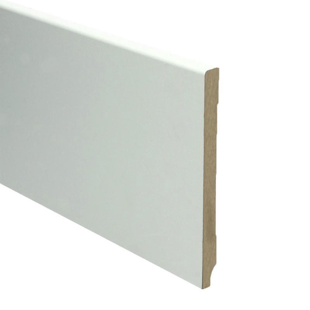Hoge plinten - MDF - Moderne plint 150x12 mm - Wit - Voorgelakt - RAL 9010 - Per 5 stuks 2,4m