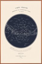 JUNIQE - Poster met kunststof lijst Carte du Ciel -30x45 /Blauw