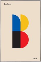 JUNIQE - Poster met kunststof lijst B for Bauhaus -13x18 /Blauw &