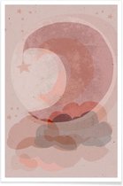 JUNIQE - Poster Gentle Moon -30x45 /Roze