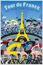 JUNIQE - Poster met kunststof lijst Tour de France -13x18 /Blauw &