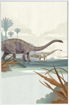 JUNIQE - Poster met kunststof lijst Diplodocus illustratie -13x18