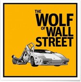 JUNIQE - Poster The Wolf of Wall Street -50x50 /Geel & Zwart
