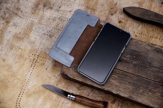 Minim Samsung Galaxy S20 Ultra Hoesje Echt Leer Book Case Blauw