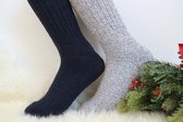 2 Paar Wollen Dames Sokken Winter/ Kerst Sokken Grijs/ Donker Blauw Maat 36-40