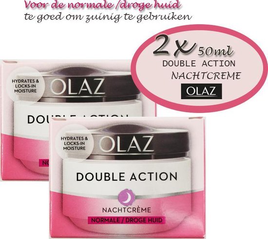 Olaz Double Action - Normale & Droge Huid - Nachtcrème- 2x 50ml | bol.com