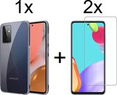 Samsung A72 hoesje transparant - Samsung Galaxy A72 hoesje case siliconen hoesjes cover hoes - 2x Samsung A72 Screenprotector