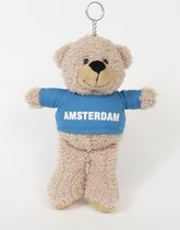 Memoriez Teddybeer sleutelhanger 22 cm met blauwe trui